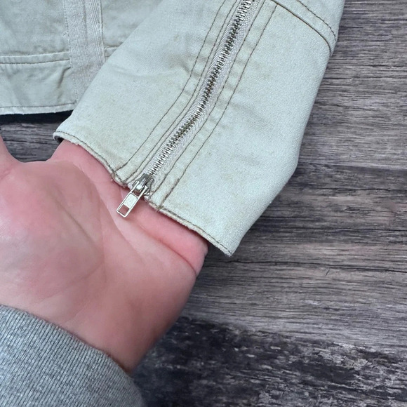 Kenzie Jeans Cream Tan Utility Womens Jacket Coat Size 8 - Picture 6 of 8